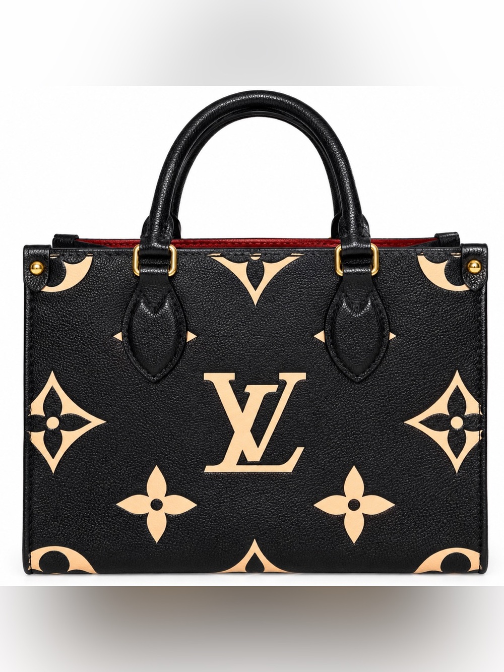 Louis Vuitton Black & Cream Monogram LV Tote with Gold Hardware